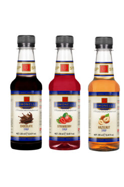 Simonelli 3'lü Şurup Seti (Çikolata + Çilek+ Fındık) Kahve Ve Kokteyl Şurubu 3x250ml