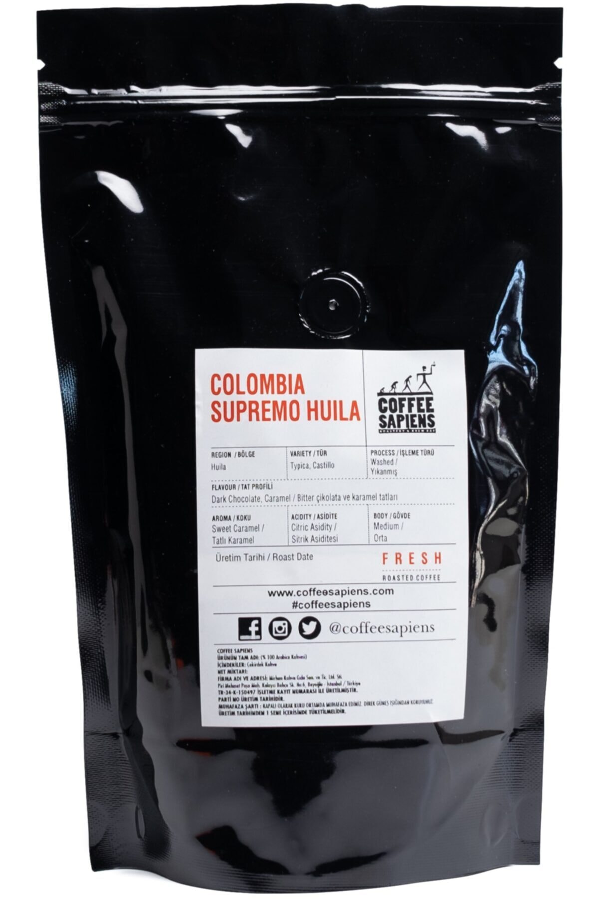 Coffee Sapiens Colombia Supremo Huila 250 gr Çekirdek Kahve