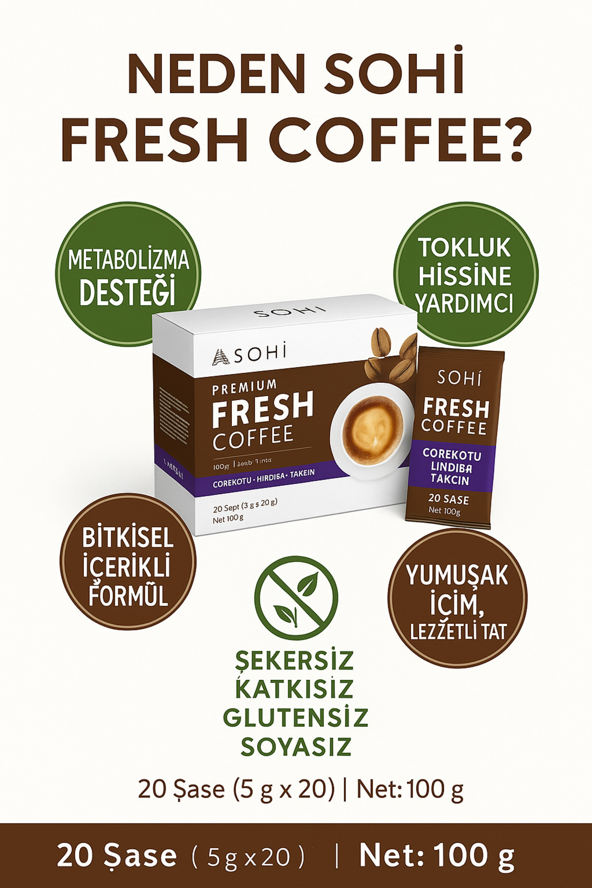 SOHİ Açlık Avcısı | Gün Boyu Tok Tutan Bitkisel Fit Kahve 20’li - Görsel 2