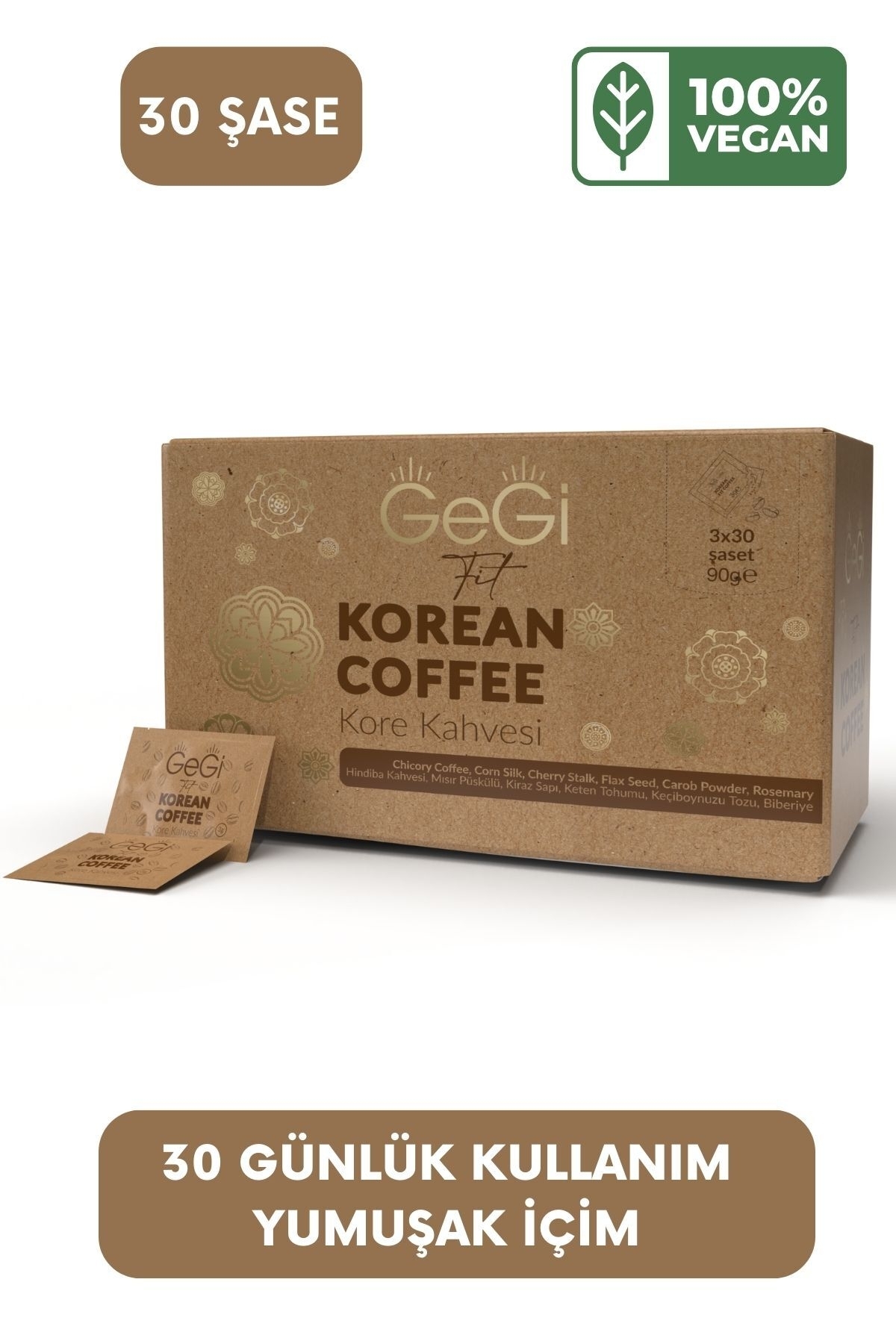 GEGİ Kore Hindiba Kahvesi 1 Aylık Kullanım 30 Şase