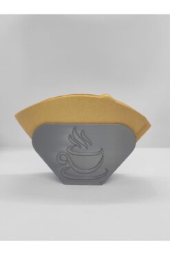 Nerva Design 3D Gümüş Renkli Filtre Kahve Kağıdı Tutucu Stant, Masaüstü