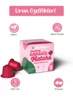 Organuca Berry-Vanilla Matcha - Çilek Vanilya Aromalı Matcha Kapsül