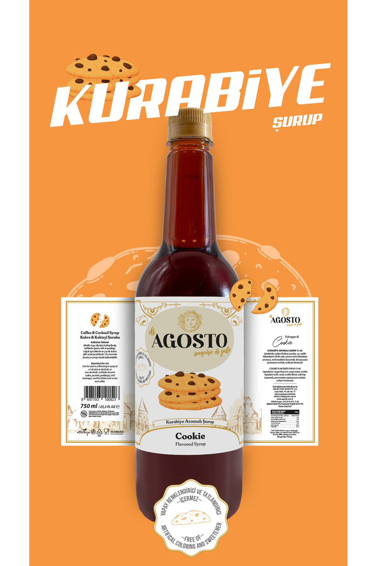 AGOSTO Kurabiye (Cookie) Şurup 750 ml
