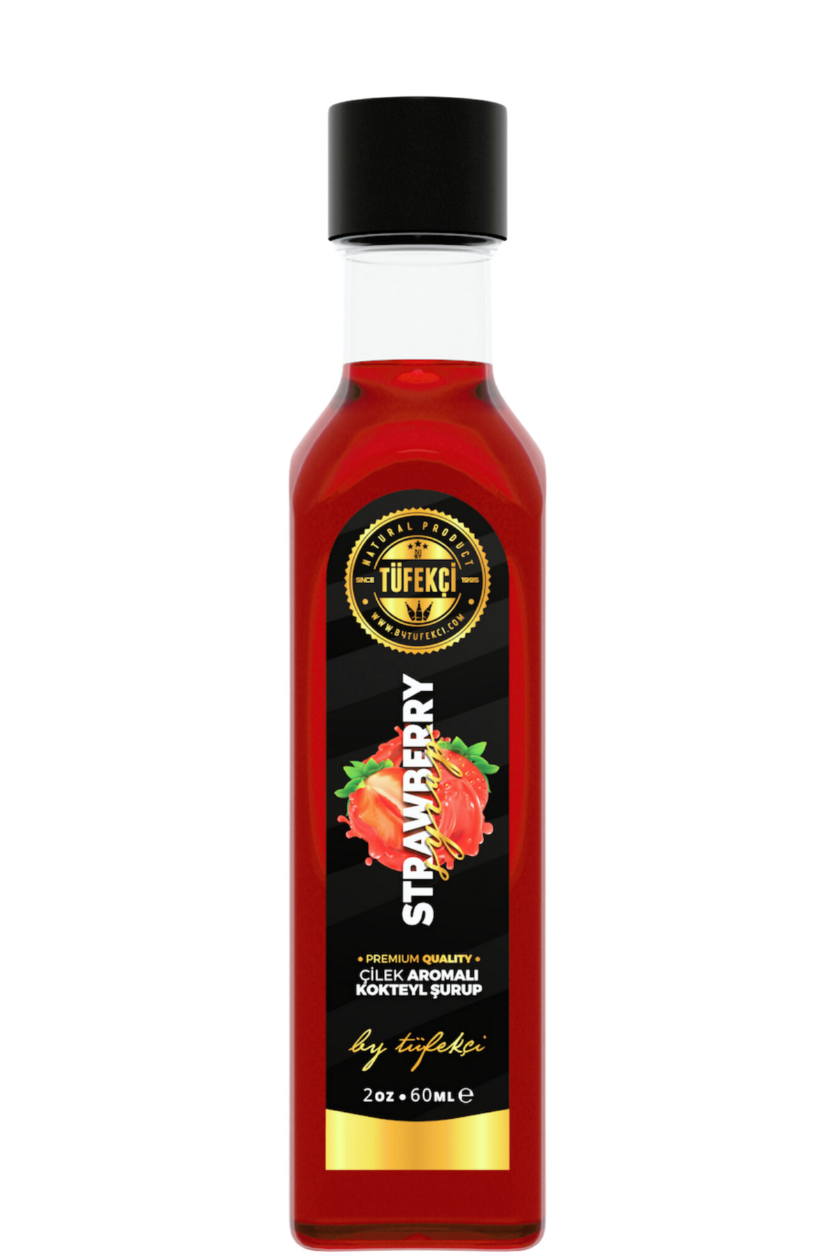 By Tüfekçi Çilek Şurup Yoğun Lezzet Yüksek Aromalı Yeni Formül Gerçek Meyve Lezzeti (60ml)