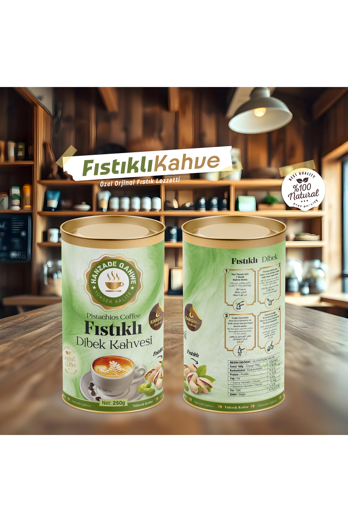 Hanzade Fıstıklı Hurmalı 8 Karışımlı Türk Dibek Kahvesi