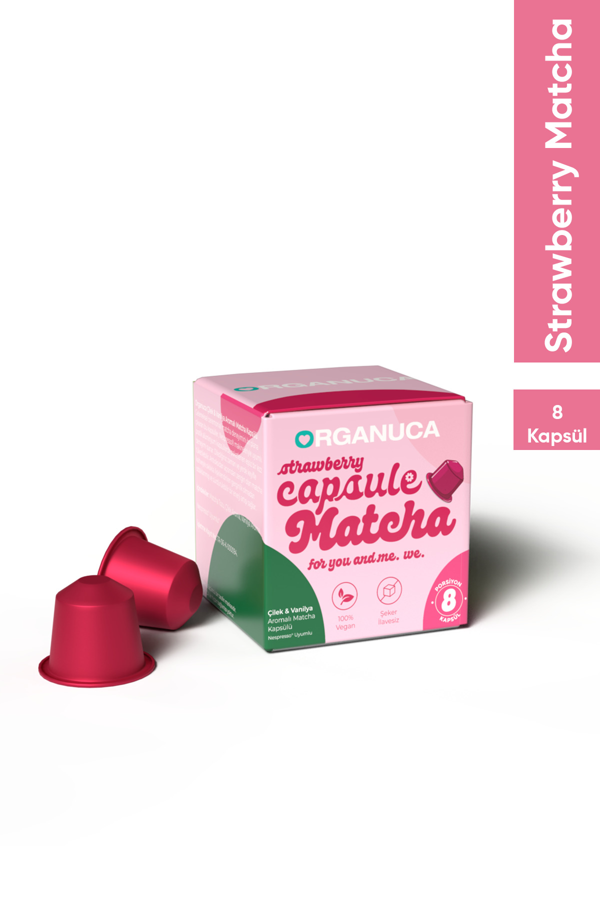 Organuca Berry-Vanilla Matcha – Çilek Vanilya Aromalı Matcha Kapsül 6'lı Paket - Görsel 2