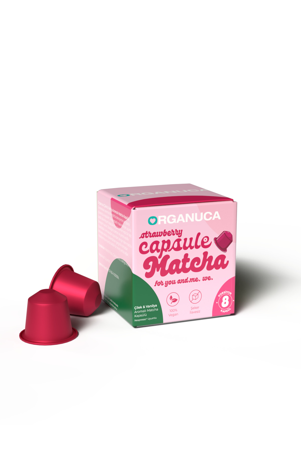 Organuca Berry-Vanilla Matcha – Çilek Vanilya Aromalı Matcha Kapsül 6'lı Paket - Görsel 3