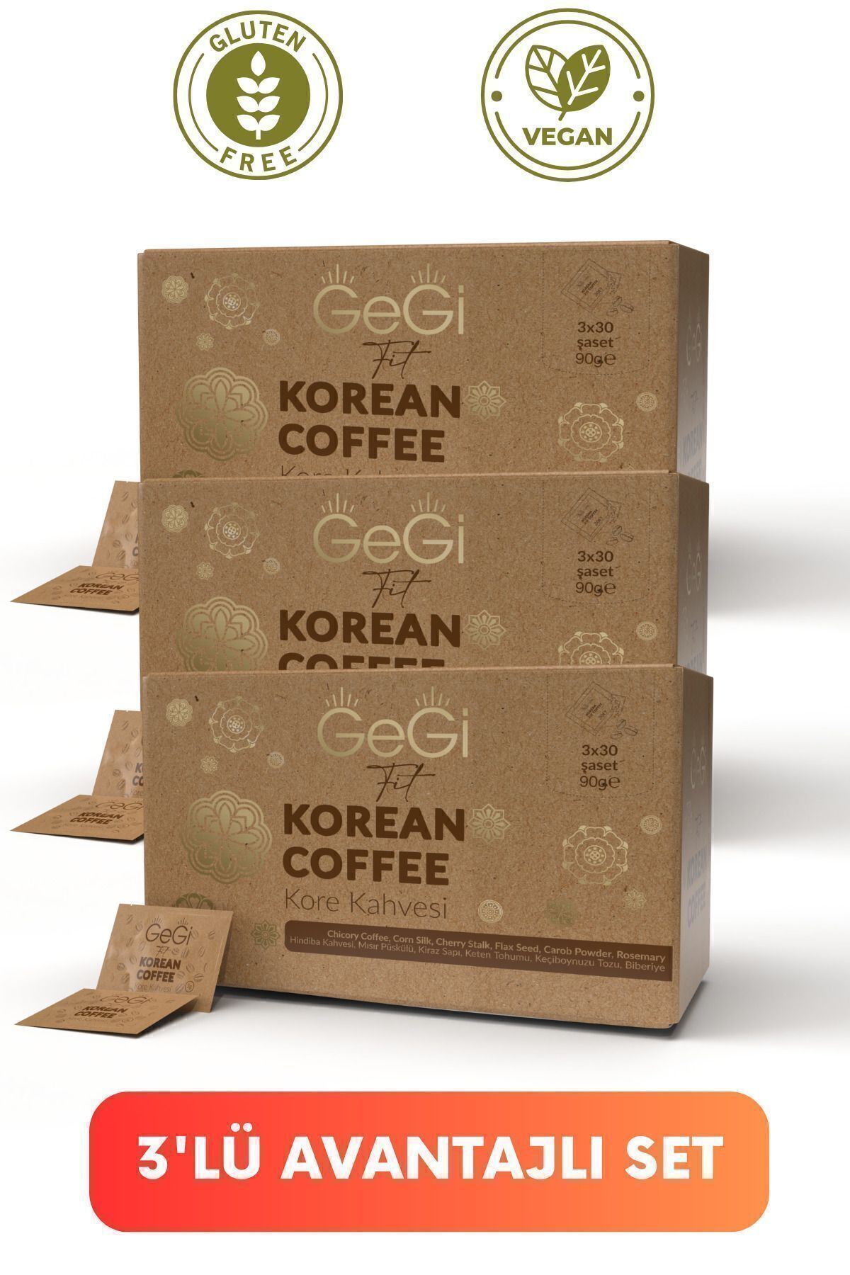 GEGİ Kore Hindiba Kahvesi 3lü Ekonomik Paket