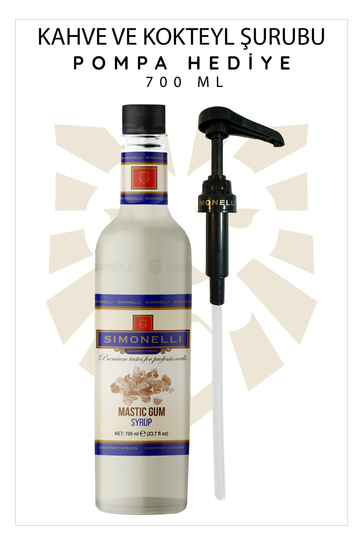 Simonelli Kahve Ve Kokteyl Şurubu Damla Sakızı Aromalı 700 ml Pompa Hediyeli - Görsel 2