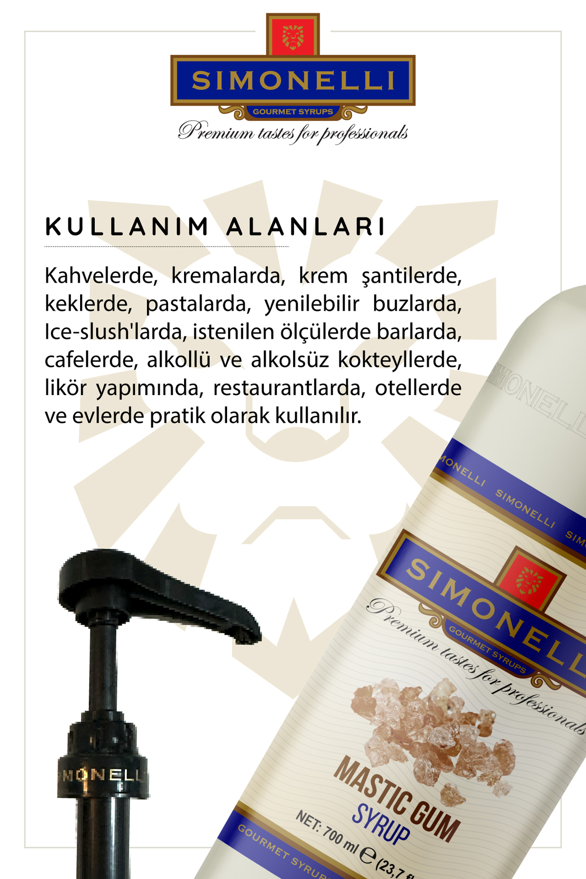 Simonelli Kahve Ve Kokteyl Şurubu Damla Sakızı Aromalı 700 ml Pompa Hediyeli - Görsel 3