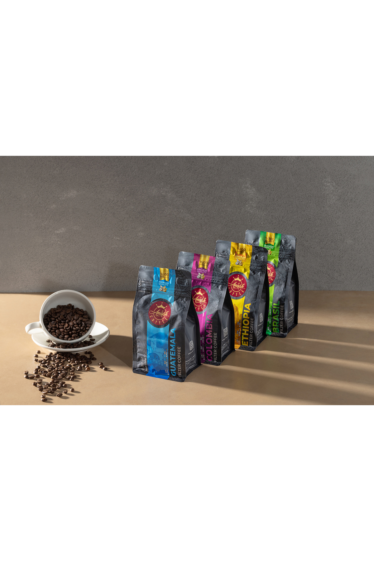 Anisah Coffee Dünya Kahveleri Keşif Seti 4 X 250 gram (ÖĞÜTÜLMÜŞ) | Filtre Kahve | 300 Cl Kupa Bardak Hediyeli - Görsel 3