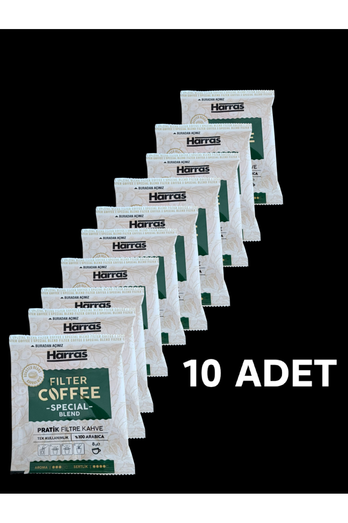 Harras Tek Kullanımlık Filtre Kahve 10 Adet Special Blend 8grx10
