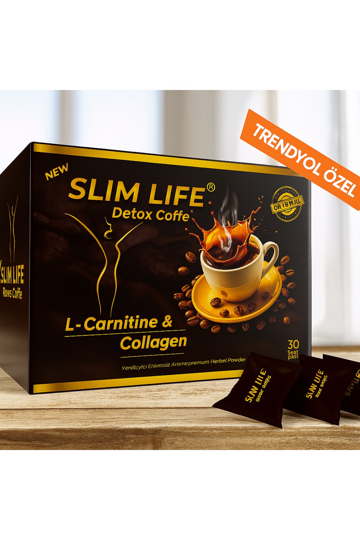 New SLIMM LIFFE Slim Life Detox Coffee – 30 Şase Bitkisel Kahvesi | L-Carnitine, Kollajen, Şekersiz - Görsel 2
