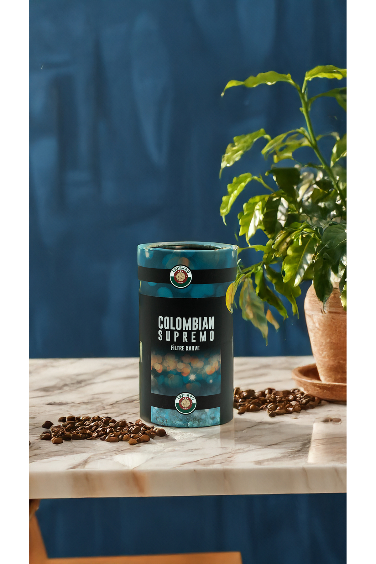 Esperro Colombıan Supremo Filtre Kahve, Öğütülmüş Kahve 400 Gr, Karton Silindir Kutu