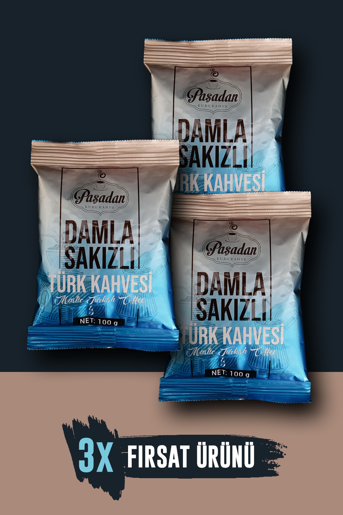 Paşadan Kahve Paşadan (3x100gr) Damla Sakızlı Türk Kahvesi