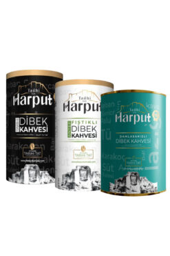 Tarihi Harput 1516 Dibek Kahvesi 3’lü Set (SADE FISTIKLI DAMLA SAKIZLI) 3x250 gr | Geleneksel Hediyelik Paket