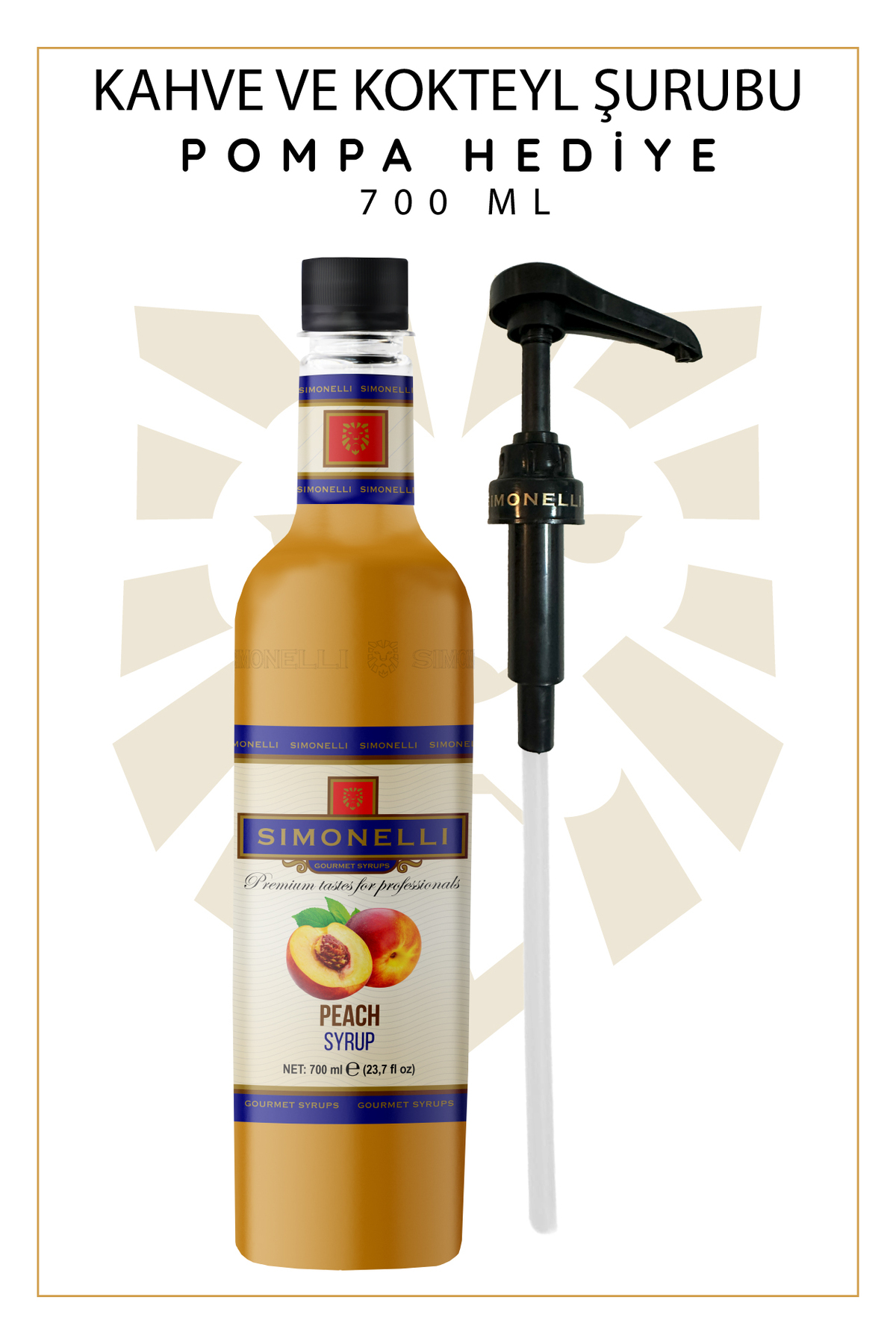Simonelli Kahve Ve Kokteyl Şurubu Şeftali Aromalı 700 ml Pompa Hediyeli - Görsel 2