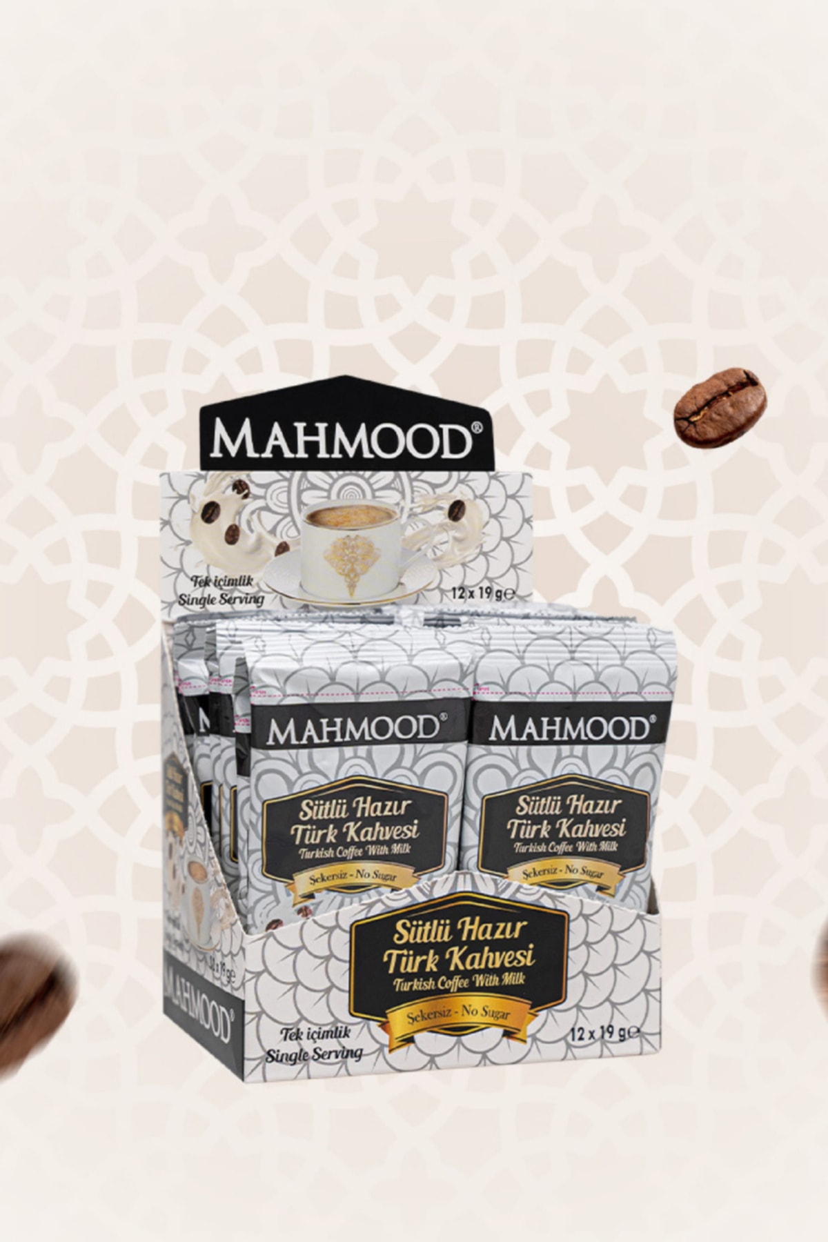 Mahmood Sütlü Şekersiz Hazır Türk Kahvesi 12 Adet X 19 gram