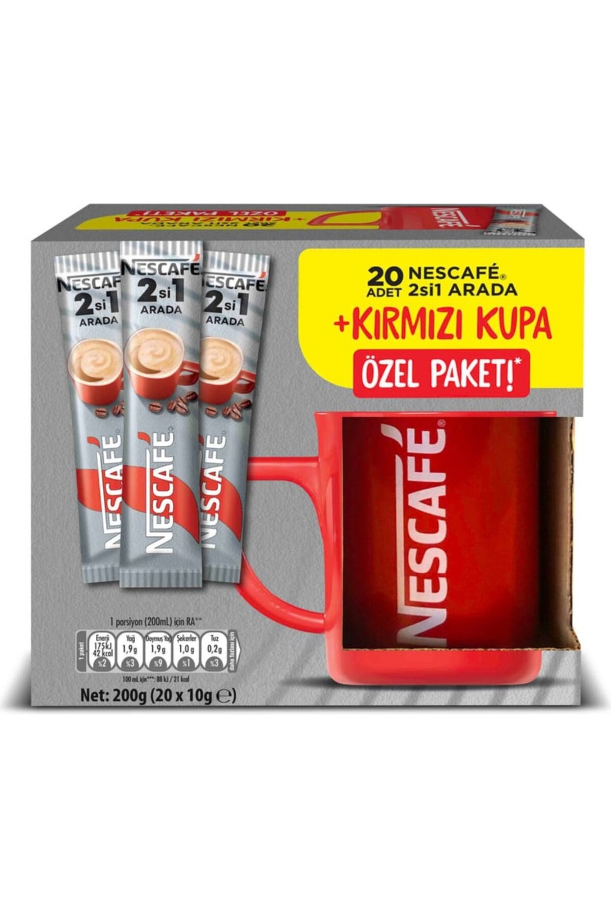 Nescafe 2'si 1 Arada 20'li Paket Kırmızı Kupa Hediyeli Özel Paket