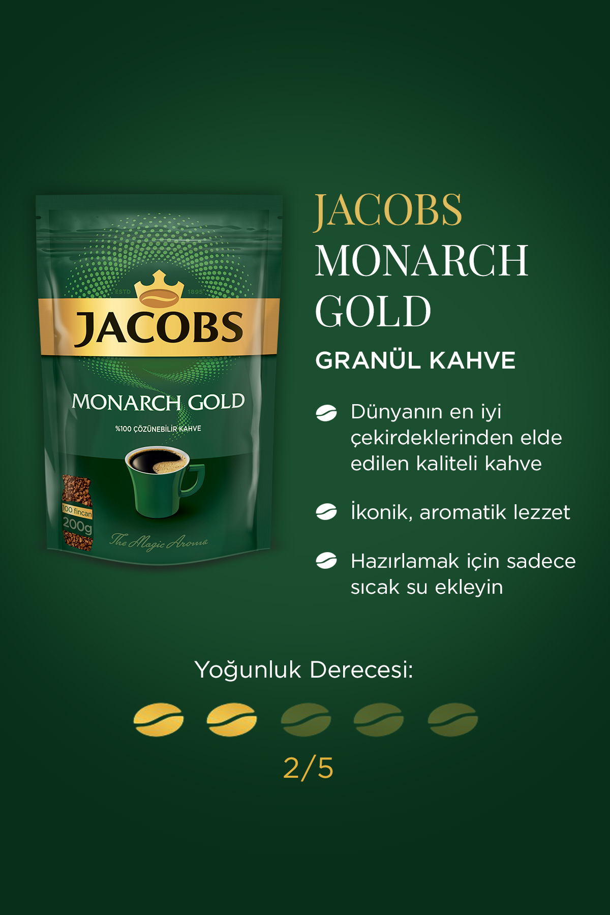 Jacobs Monarch Gold Granül Kahve 200 gram X 2 Adet - Görsel 2