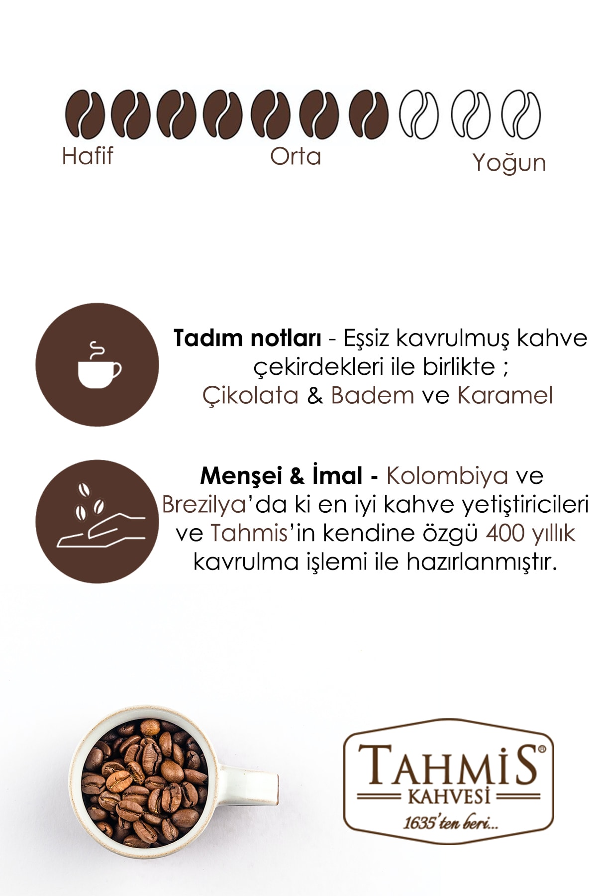 Tahmis Espresso Blend Çekirdek Kahve 250 gr - Görsel 2