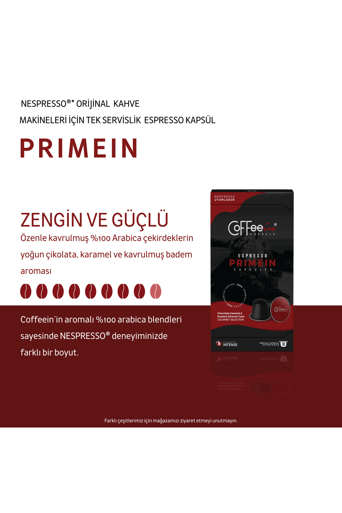 Coffeein Espresso Primein Aluminium Nespresso Kapsül Kahve 10'lu (Nespresso Uyumlu) %100 Arabica - Görsel 2