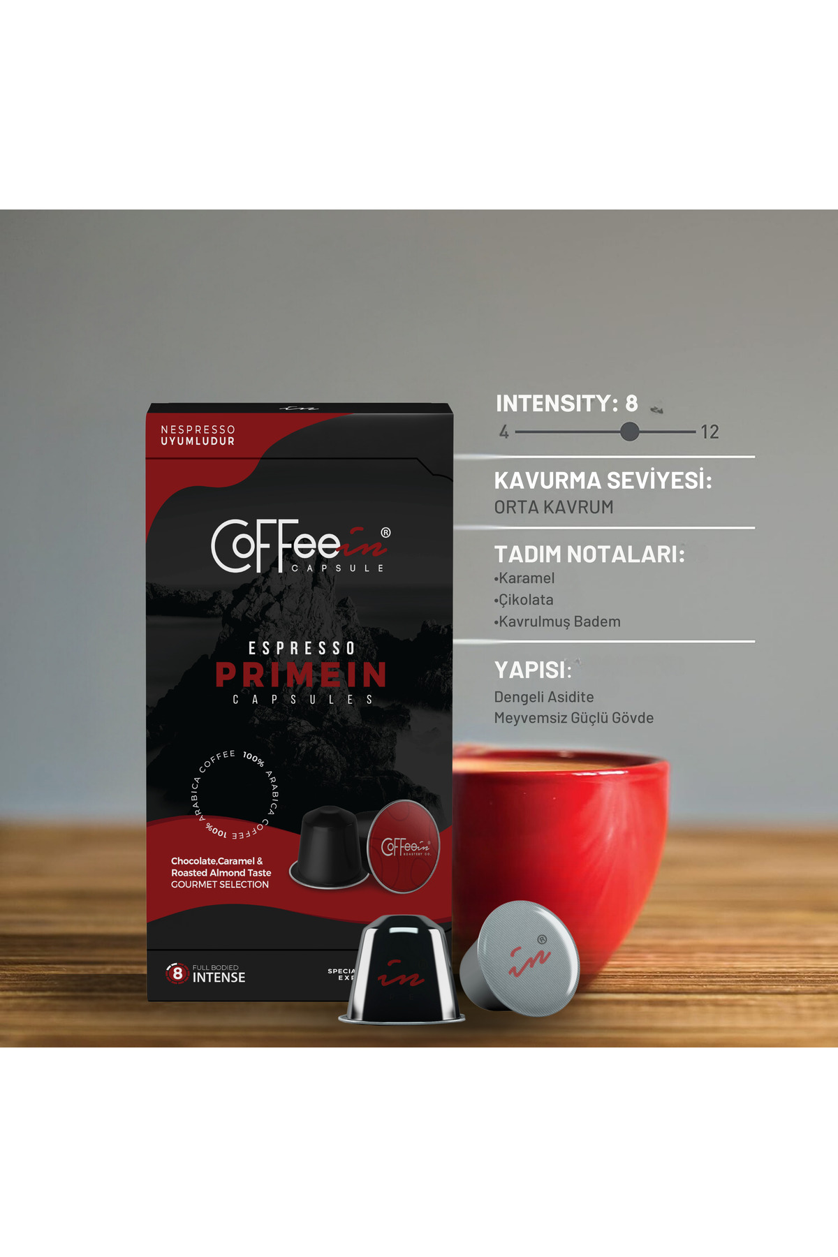 Coffeein Espresso Primein Aluminium Nespresso Kapsül Kahve 10'lu (Nespresso Uyumlu) %100 Arabica - Görsel 3