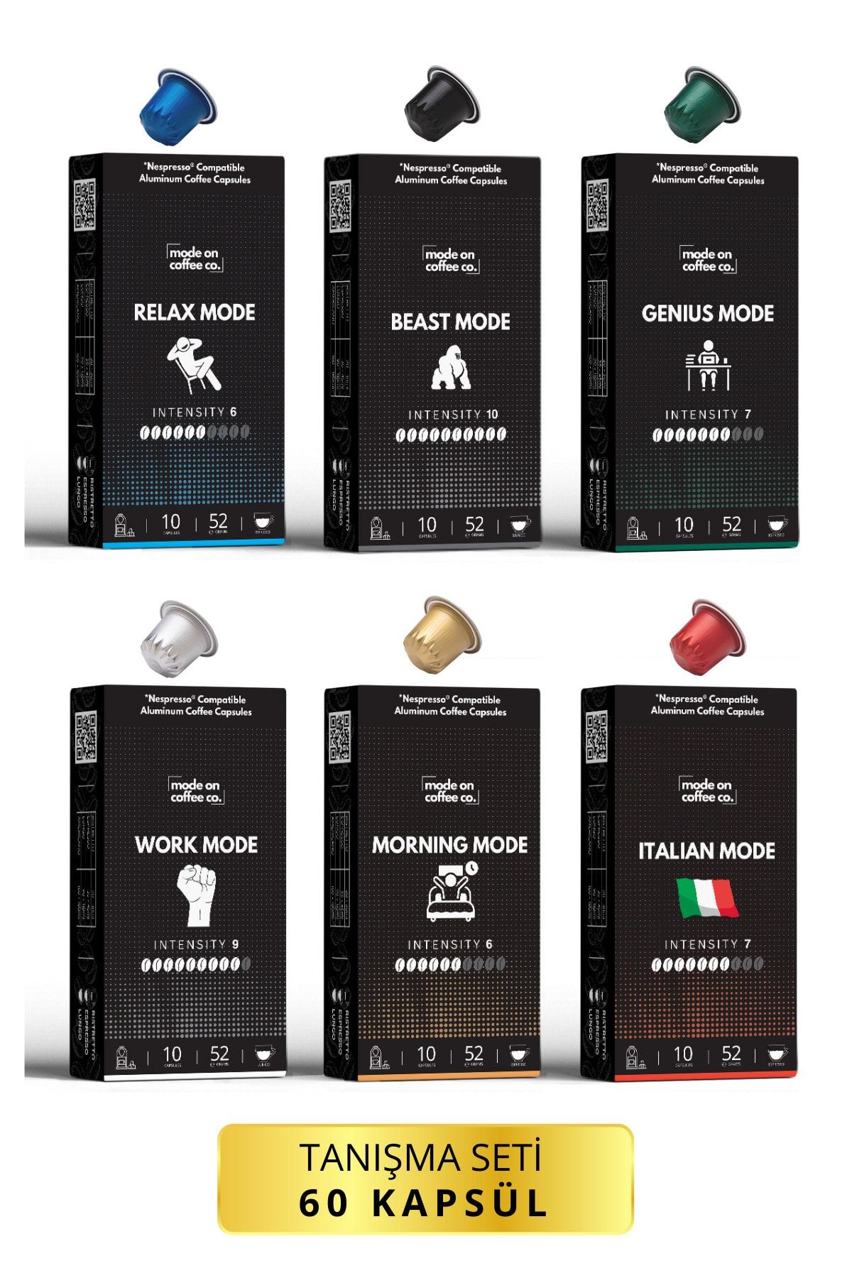 Mode On Coffee Co. Nespresso Uyumlu Alüminyum Kapsül Kahve Tanışma Seti - 60 Adet