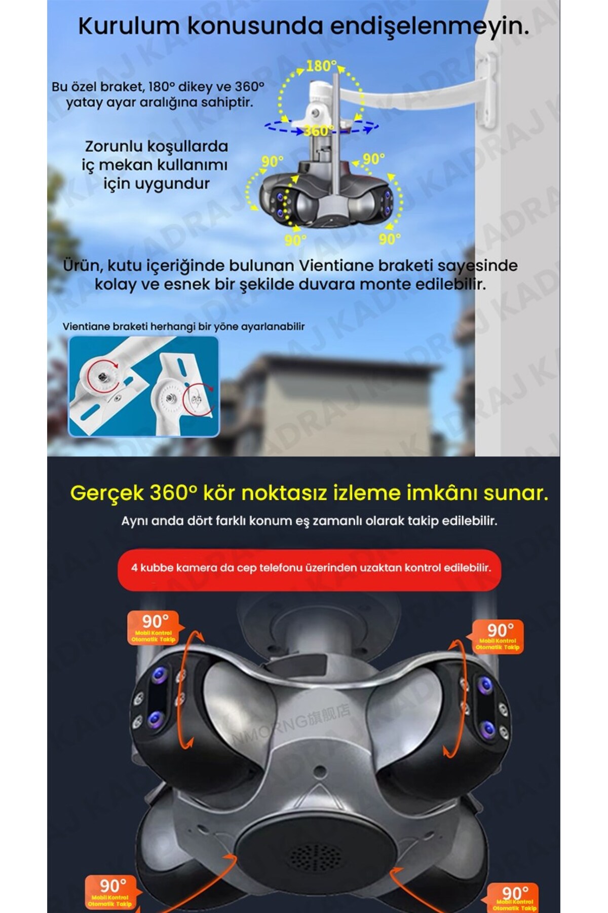 UNIYWELL 4 Kameralı Wifi Güvenlik Kamerası - Kubbe Kamera – 360° Kör Noktasız Güvenlik Kamerası - Görsel 2