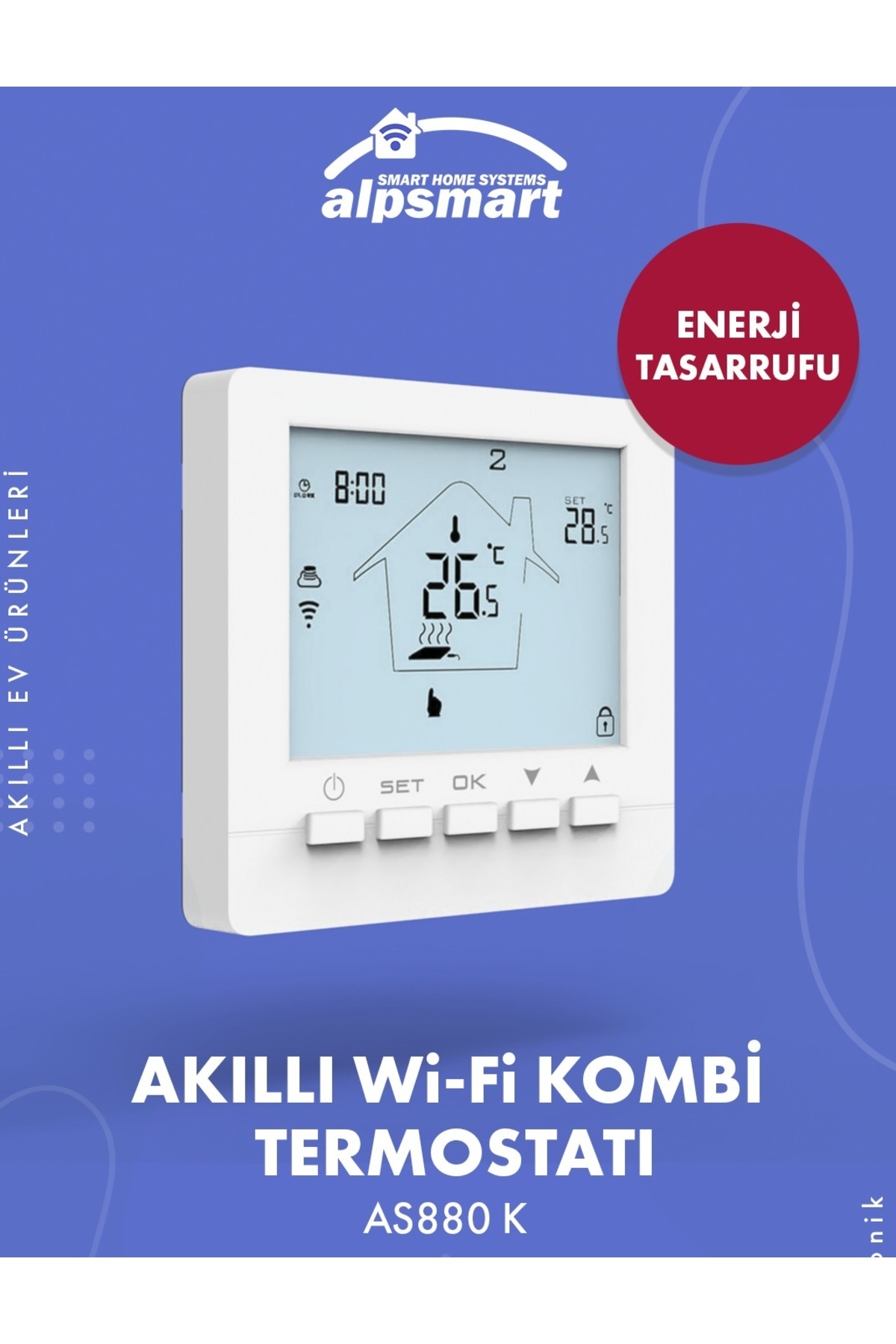 ALPSMART AS880K Wi-Fi Akıllı Kablolu Kombi Oda Termostatı - Tuya Uyumlu - Görsel 3