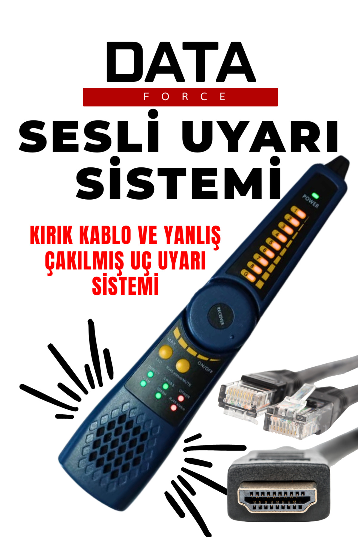 DataForce V58-S CCTV–IP–Fiber Test Cihazı + CCTV Kamera Test + Kablo Bulucu - Görsel 3