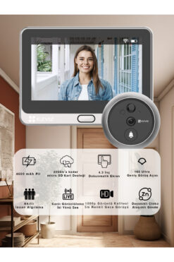 EZVIZ DP2 Akıllı Kapı Dürbünü | 1080P, 4.3″ Ekran, PIR Algılama, İki Yönlü Görüşme, microSD/Cloud