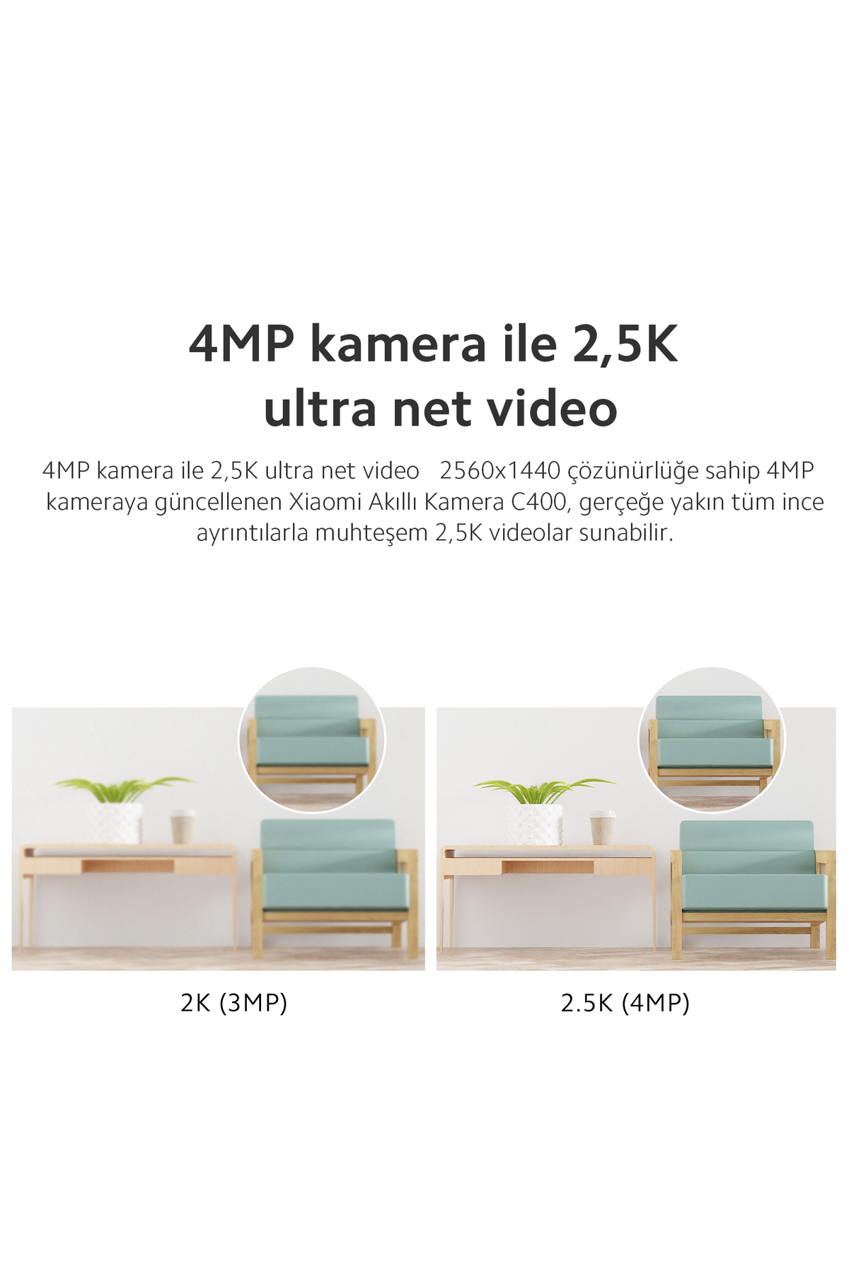 Xiaomi Smart Camera C400 2.5k 360 Akıllı Güvenlik Kamerası (Xiaomi Türkiye Garantili) - Görsel 3