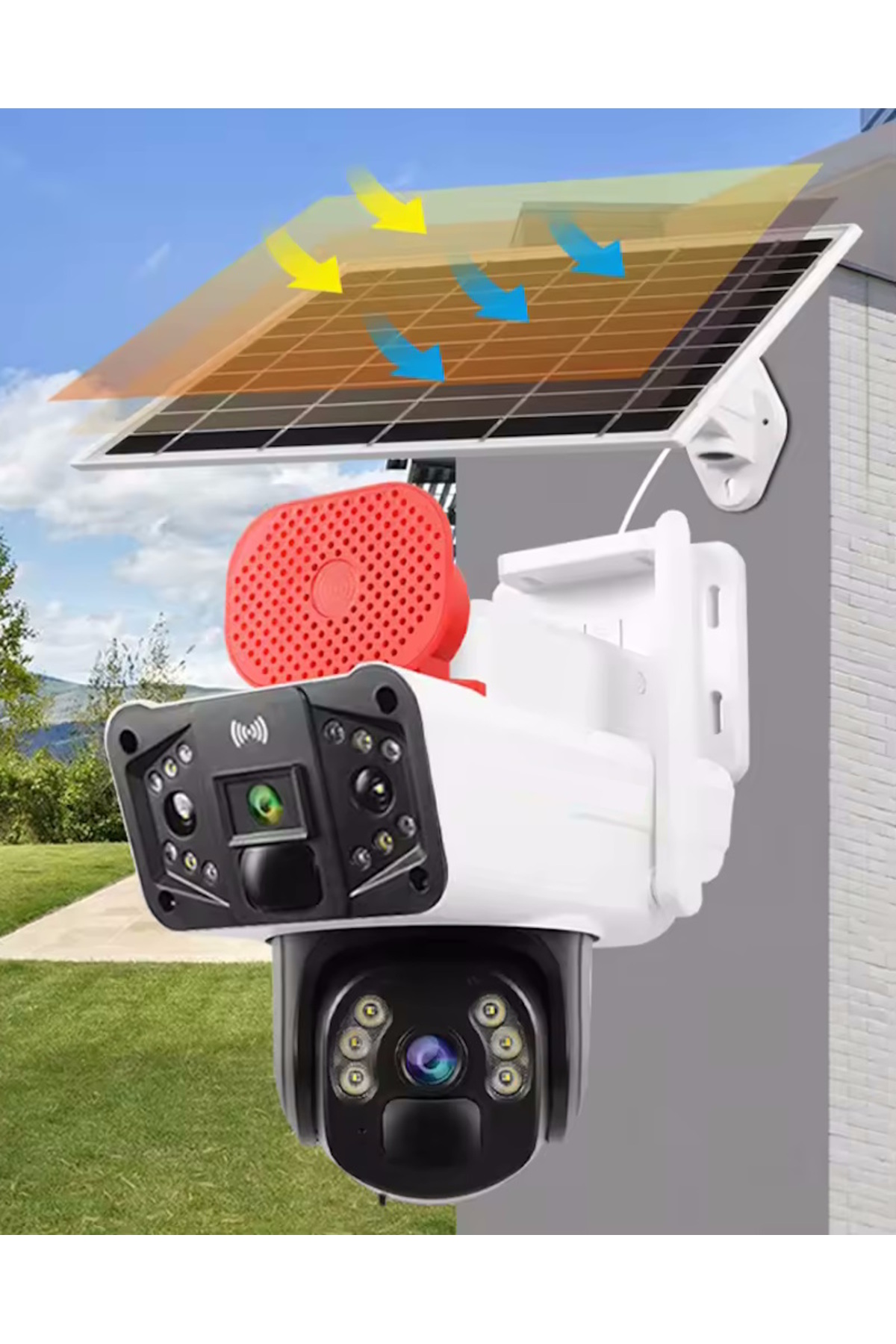 O-KAM Okam 3915 4g 6mp Dual Lens Güneş Panelli Solar Sirenli Güvenlik Kamerası "beyaz Renk" - Görsel 2