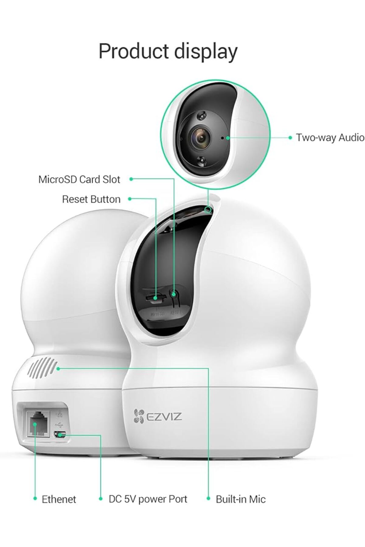 EZVIZ Cs-h6c - 1080p 2 Mp 360° Pt Hareketli Kamera - Görsel 3