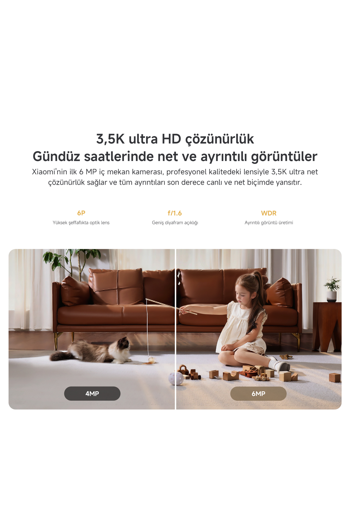 Xiaomi Smart Camera C500 Akıllı Ev Kamerası - 6MP 3.5K İnsan ve Evcil Hayvan Algılama (Xiaomi TR Garantili) - Görsel 3