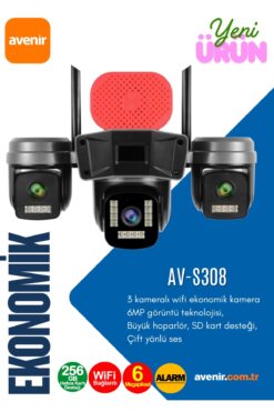 AVENİR AV-S308 6MP 3 Kameralı Ptz Wifi Kamera