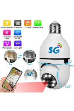 KAKTÜS JACK Wifi 360 Panoramik Ampul Kamera Güvenlik Kamerası Çift Wifi 360 Derece Gece Görüşlü