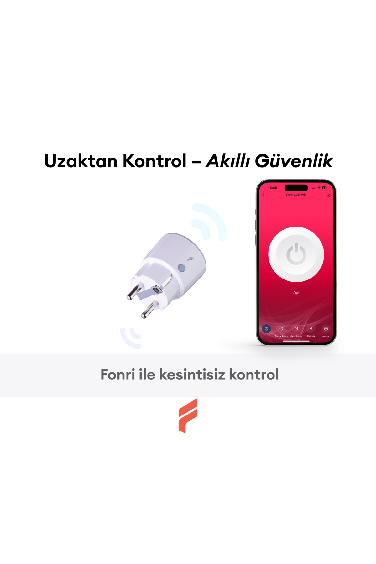 Fonri Akıllı Priz (16 AMPER) 2'li Set, Uzaktan Kontrol, Anlık Enerji Tüketim Takip, Zamanlayıcı, Tuya - Görsel 2