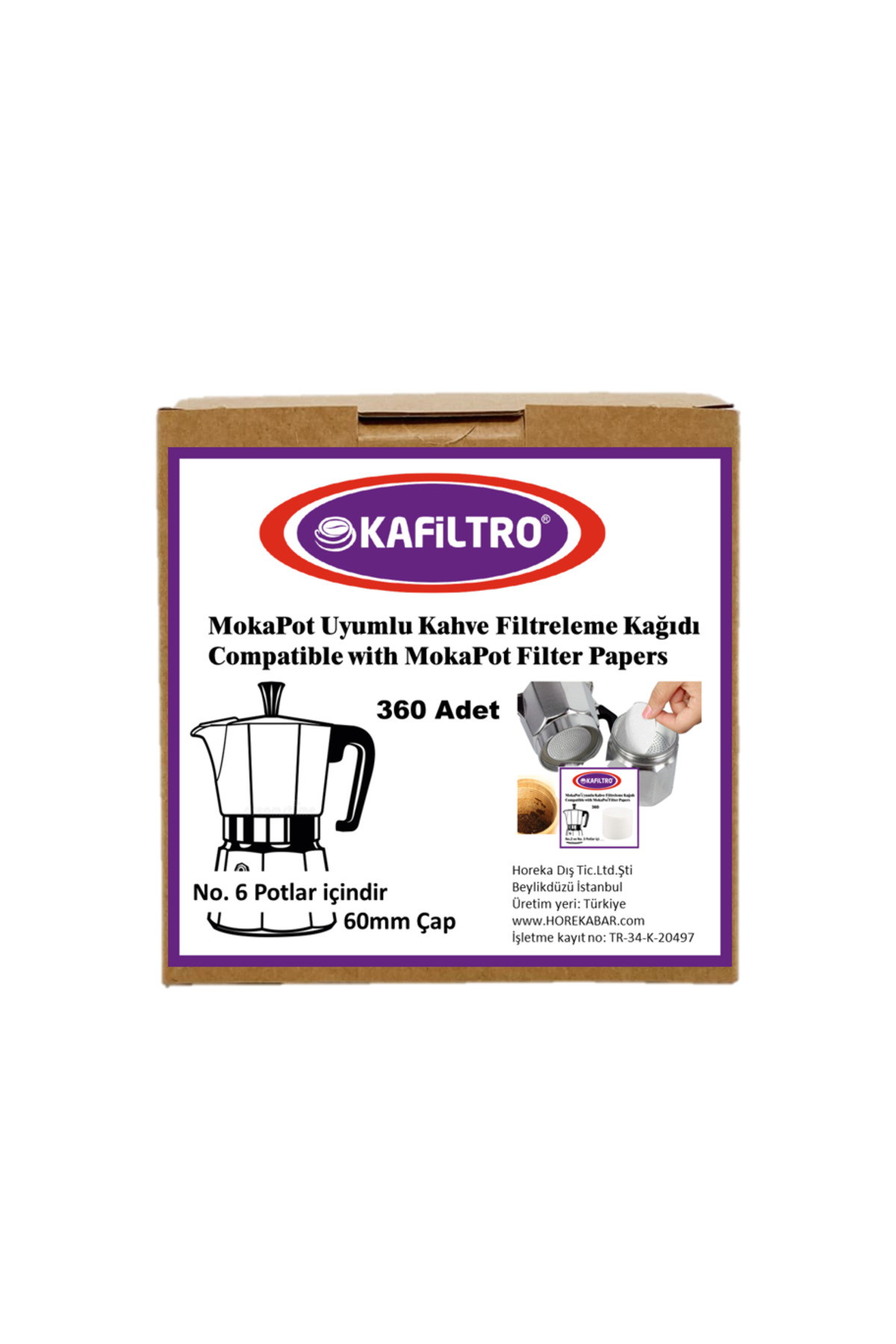 Kafiltro Mokapot Kahve Filtresi No.6 (360Ad)