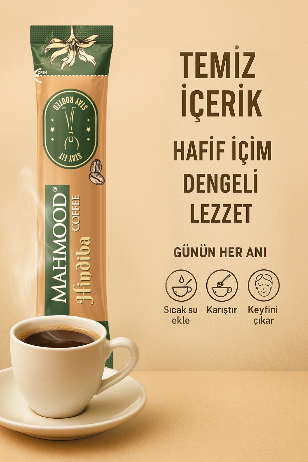 Mahmood Coffee Hindiba Kahvesi 2g x 48 Adet Stick | %60 Hindiba – %40 Kahve | Şekersiz & Helal - Görsel 3
