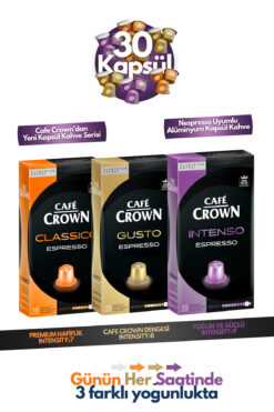 Cafe Crown Kapsül Kahve Tanışma Paketi 30'lu (Nespresso Uyumlu Alüminyum Kapsül Kahve)
