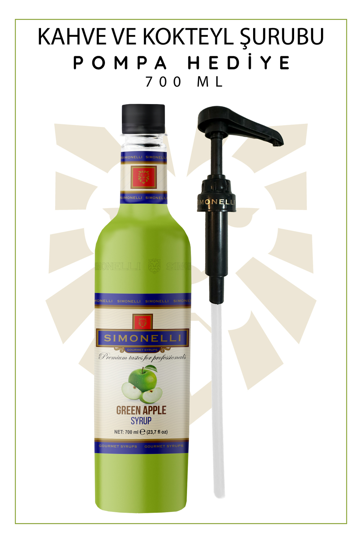 Simonelli Kahve Ve Kokteyl Şurubu Yeşil Elma Aromalı 700 ml Pompa Hediyeli - Görsel 2