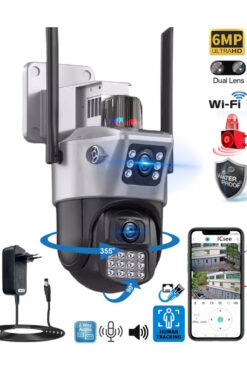Ventus ICSee 223 6MP Dual Lens 355° Görüş Hareketli   Gece Görüş Sesli Görüşme Akıllı Kamera Çakarlı Alarm