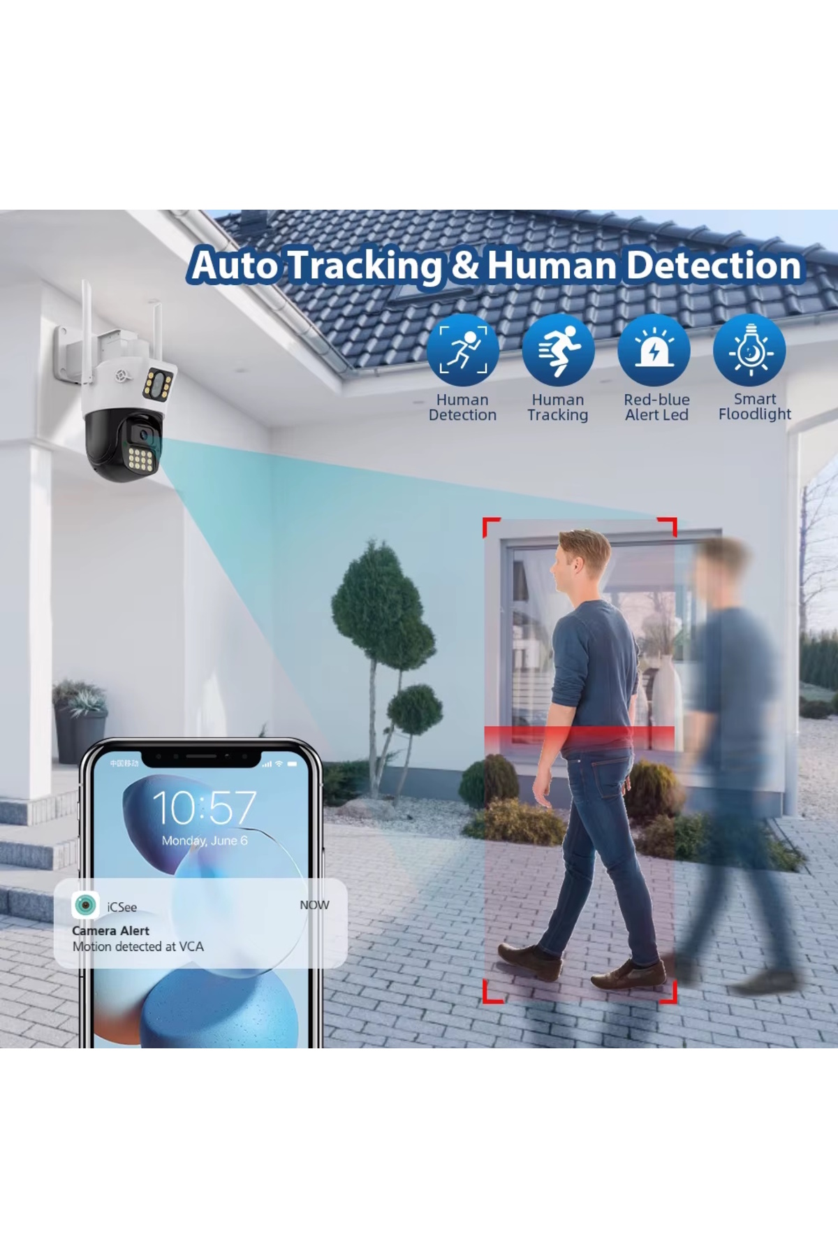 Ventus ICSee 223 6MP Dual Lens 355° Görüş Hareketli Gece Görüş Sesli Görüşme Akıllı Kamera Çakarlı Alarm - Görsel 3