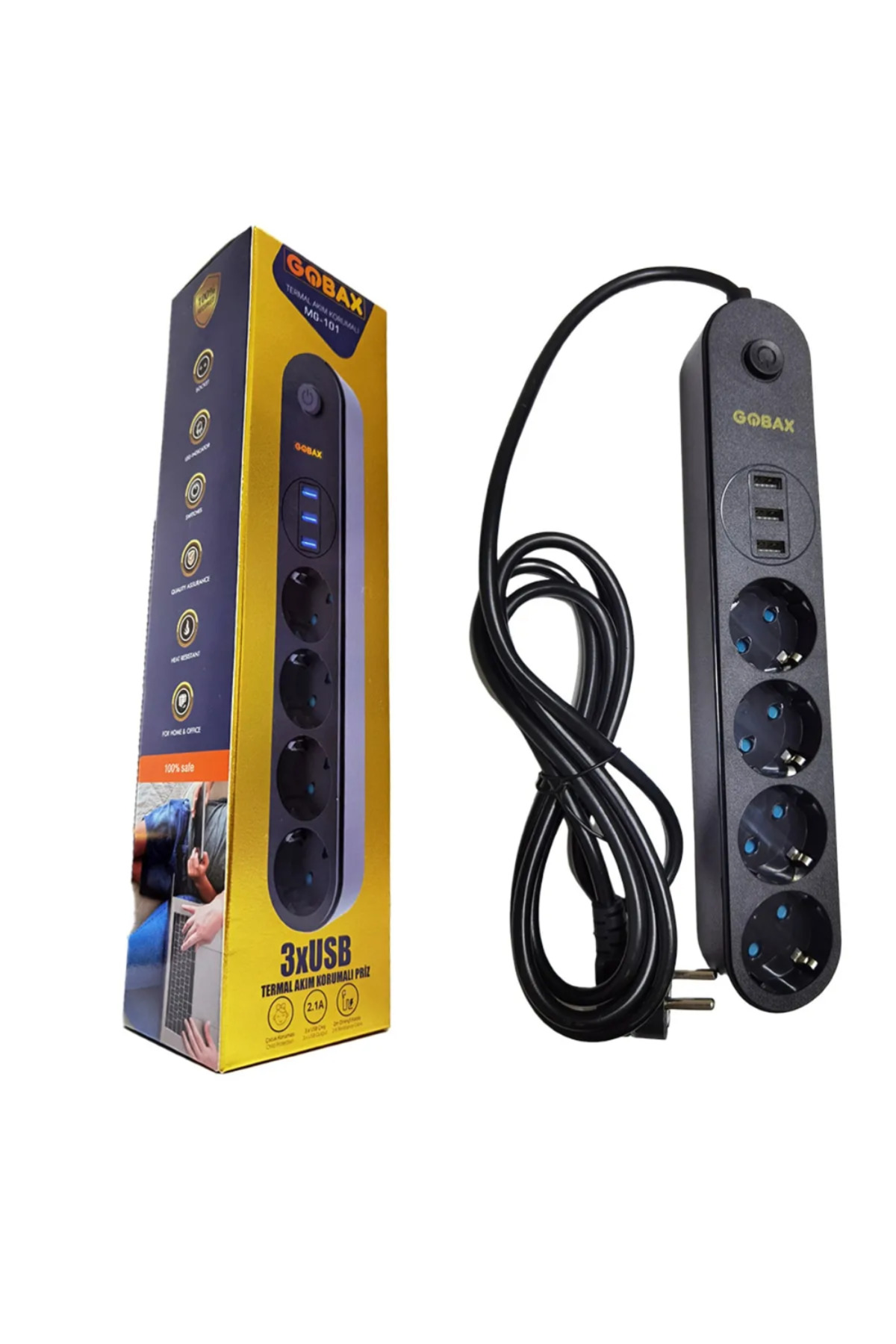 Go İthalat Termal Akım Korumalı Grup Priz Ve 3 lü Usb Şarj Aleti (5258) - Görsel 2