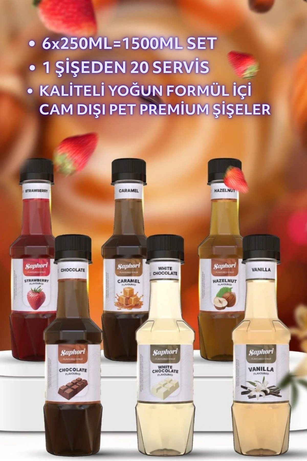 Saphori 6’lı Aromalı Kokteyl Şurubu Kahve Şurubu Seti 6 x 250 ML - Görsel 2