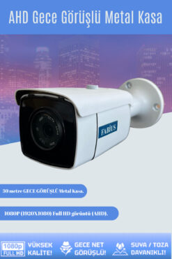 Fabius Metal Kasa Gece Görüşlü Tekli Güvenlik Kamerası