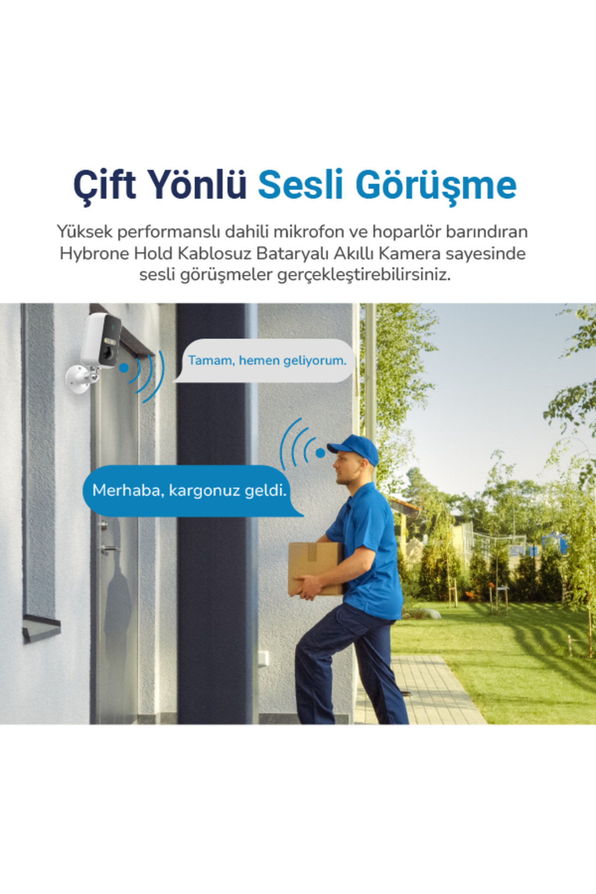 Hybrone Hold Iç Ve Dış Ortam Bataryalı Wi-fi Akıllı Kamera, Renkli Gece Görüşü, Siren Ve Spot Işığı - Görsel 3