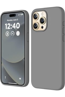 STOREMAX 15 Pro Uyumlu içi Kadife Lansman Silicone kılıf Şok Emici Full Kasa Koruma Sağlayan Kılıf Gri 11719